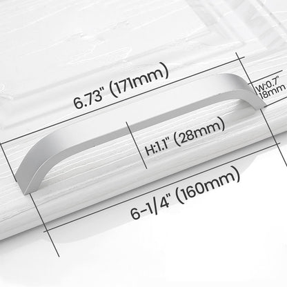 6-1/4" (160mm) Matte White Curved Cabinet Pull Size