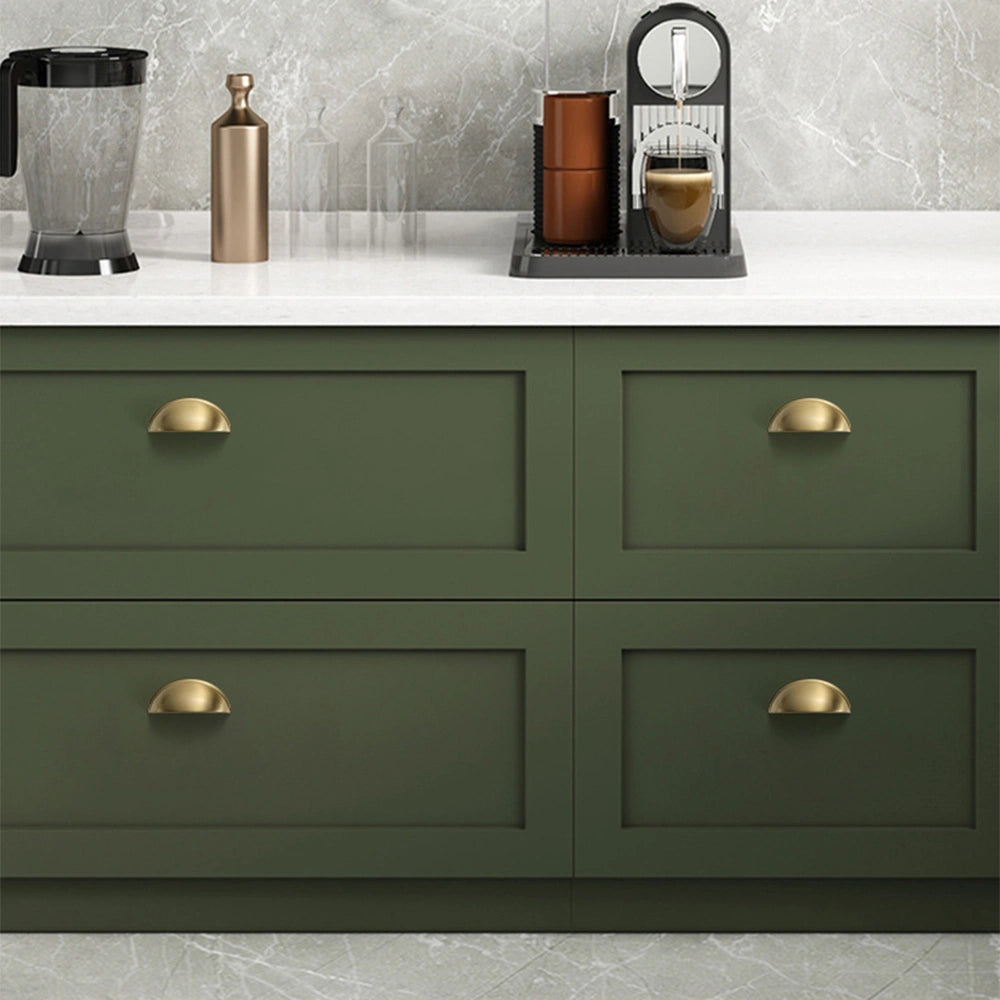 76mm Natural Brass Shell Cup Pull Kitchen Cabinet Case