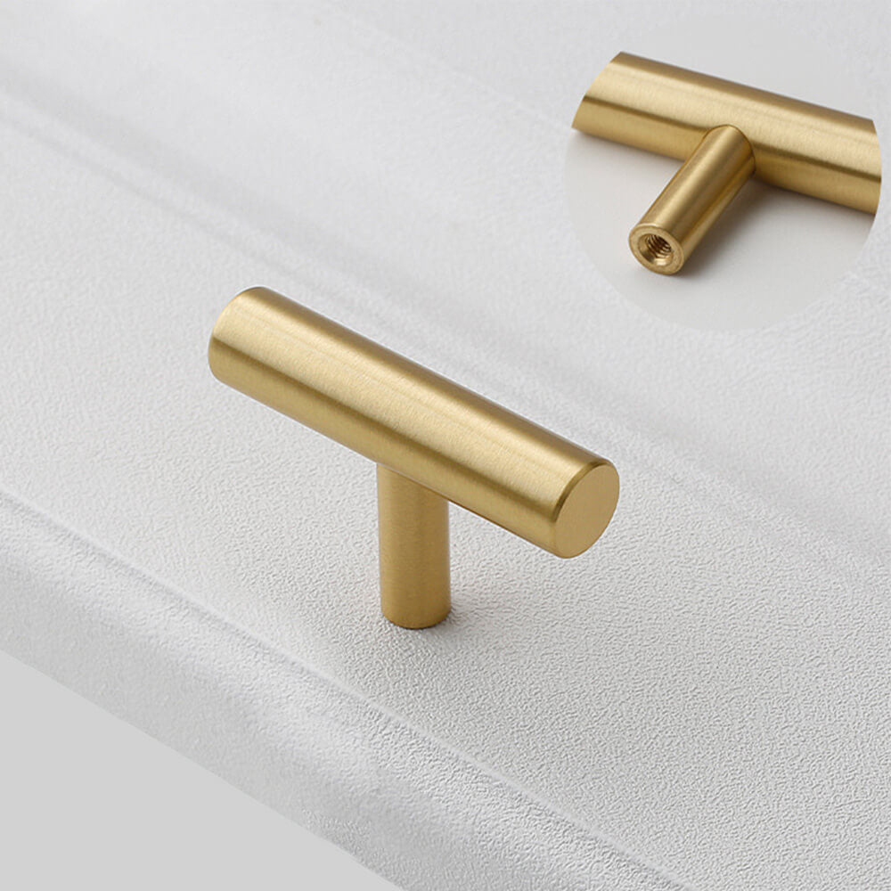 Natural Brass T-Bar Cabinet Knobs - VisitHardware
