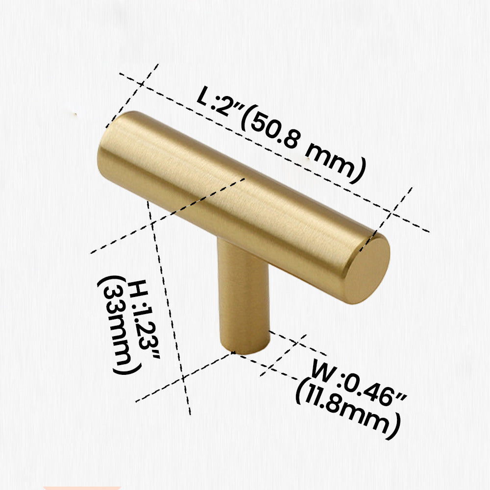 Natural Brass T-Bar Cabinet Knob Size - VisitHardware