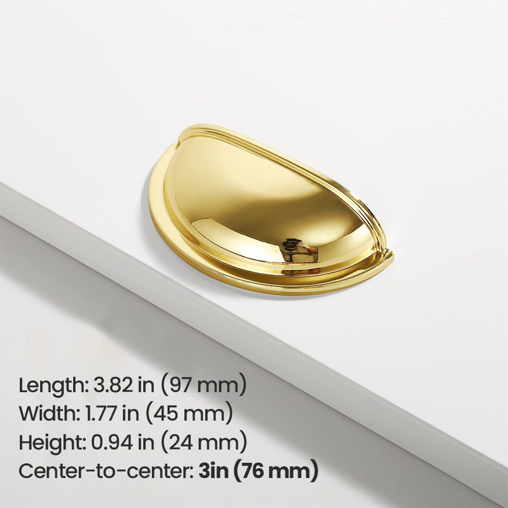 Polished Gold Cup Pull Handle Size