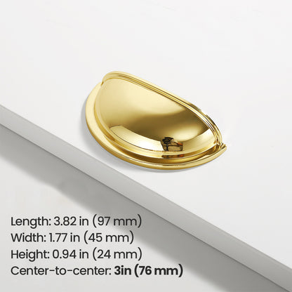 Polished Gold Cup Pull Handle Size
