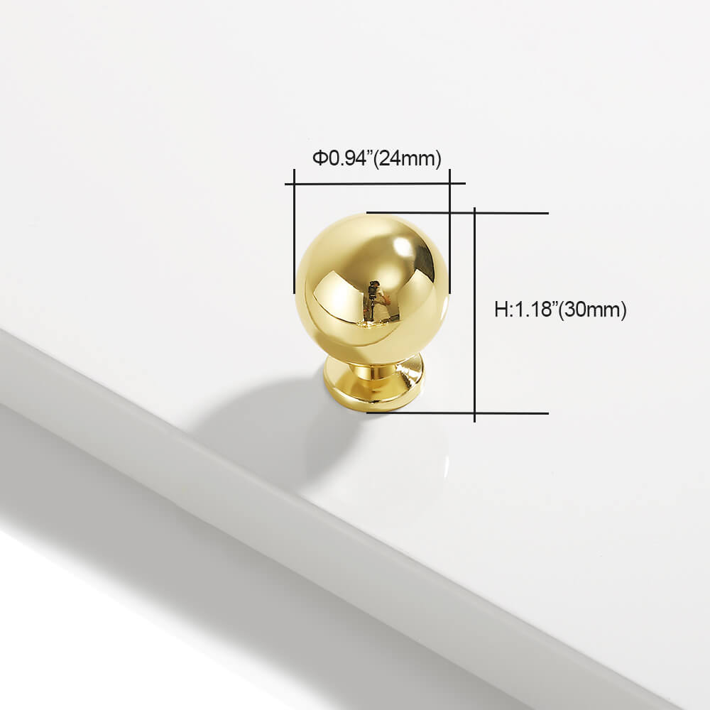 Polished Gold Round Cabinet Knob Size