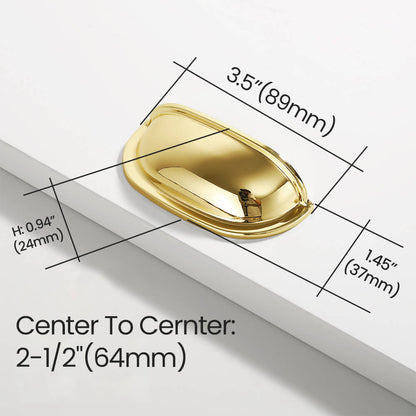 Polished Gold Cup Pull Drawer Handle Size