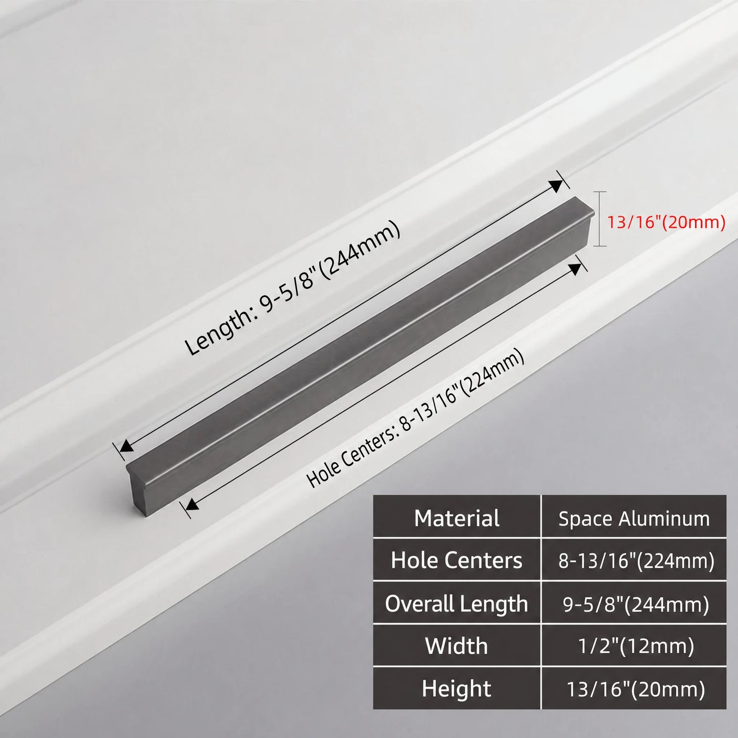 Minimalist Starry Grey Cabinet Pulls 224mm size